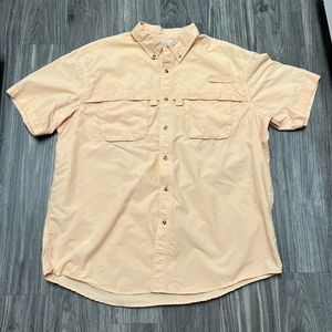 LL Bean Short Sleeve Button Down Vented Fishing Shirt Mens X-Large XL Peach